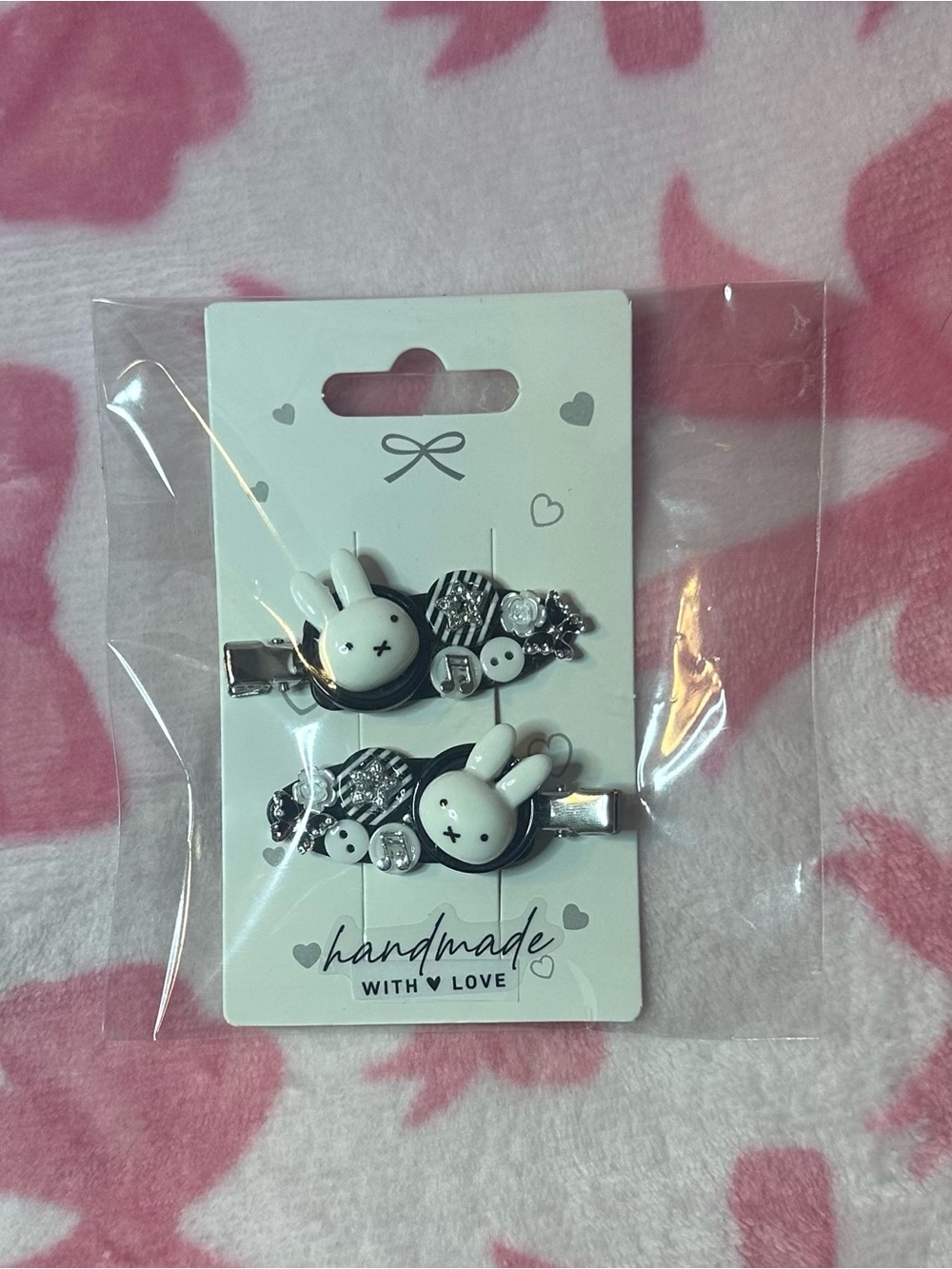 Handmade White Bunny Hair Clips
